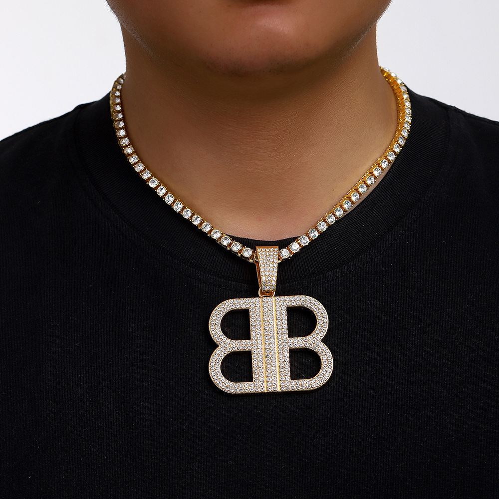 Classic Best-Selling Bajia B Letter Retro Necklace for Women High Version Alloy Full Diamond Material Direct from Manufacturer