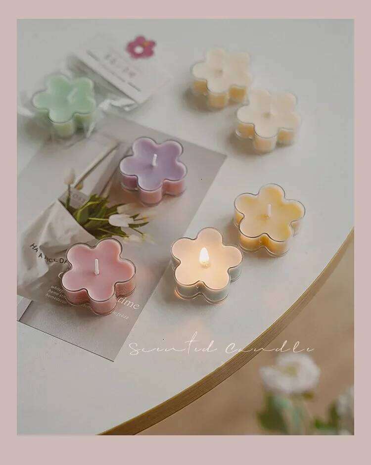 Flower 4h Tea Light Scented Aromatherapy Soy Wax Candles Wedding Birthday Candle Party Home Decoration W260303