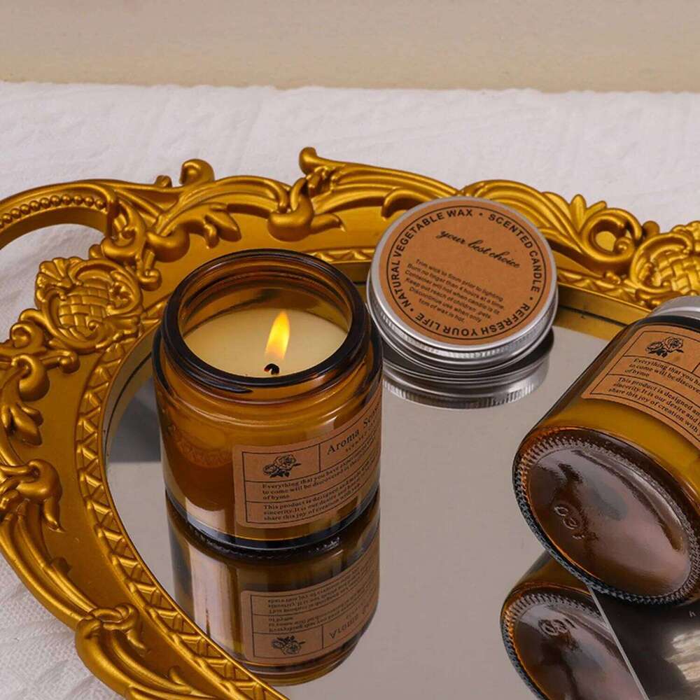 1pc, Small Cup Amber Glass Candle Romantic Smokeless Fragrance Home Party Garden Dining Table Decorative W260303