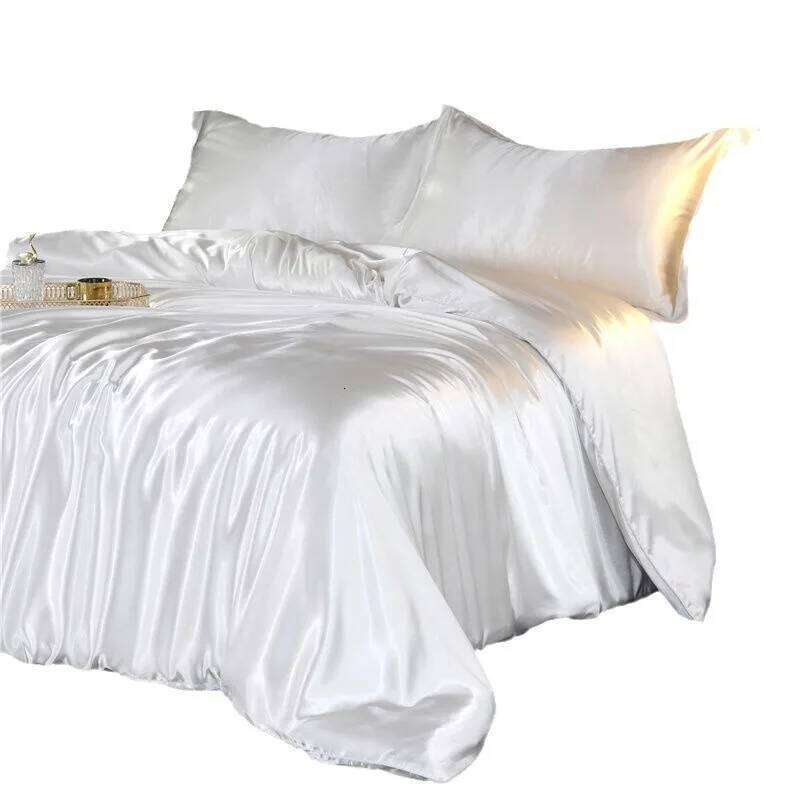 Ice cool feeling four-piece set double-sided mulberry silk solid color sheet quilt cover summer cold bed W260302