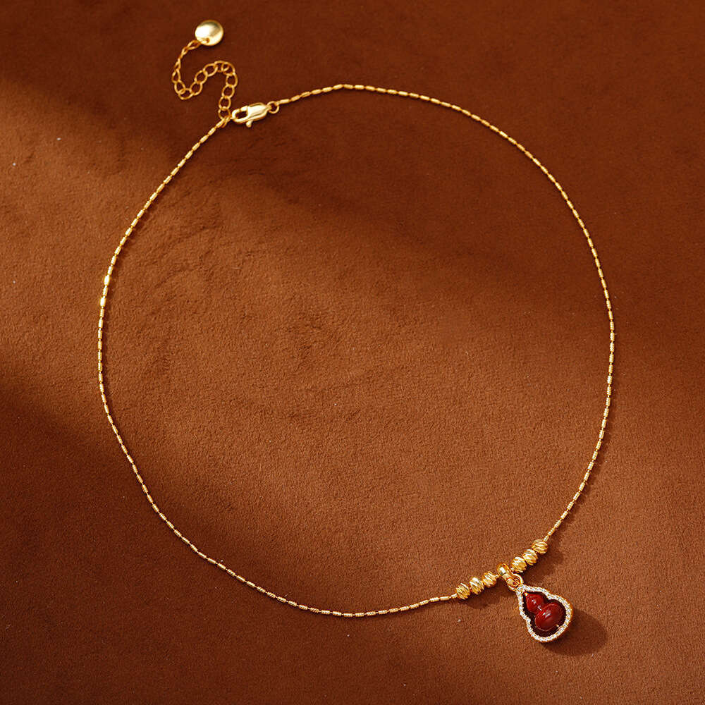 Enamel Oil Drop Fulu Gourd Pendant Necklace For Women Exquisite Light Luxury Temperament Collarbone Neck Chain