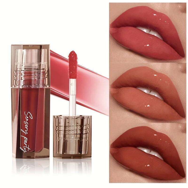 High Shine Berry Lip Gloss, Waterproof Long Lasting Moisturizing Liquid Lipstick, Non-Stick Cup Full Lips Makeup H260302