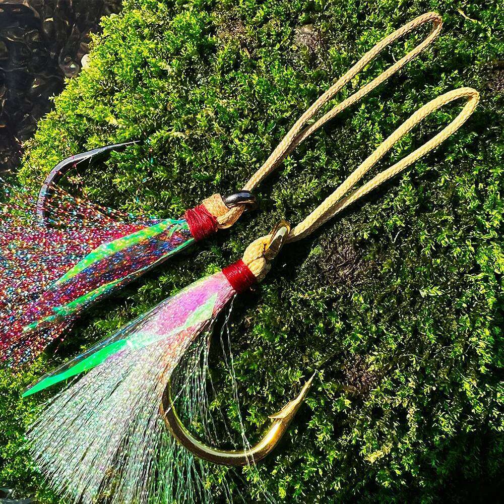 TSTB Barbed tying iron plate for sea fishing, anti-corrosion boat with lure-tying fur single hook fishing gear Z260228