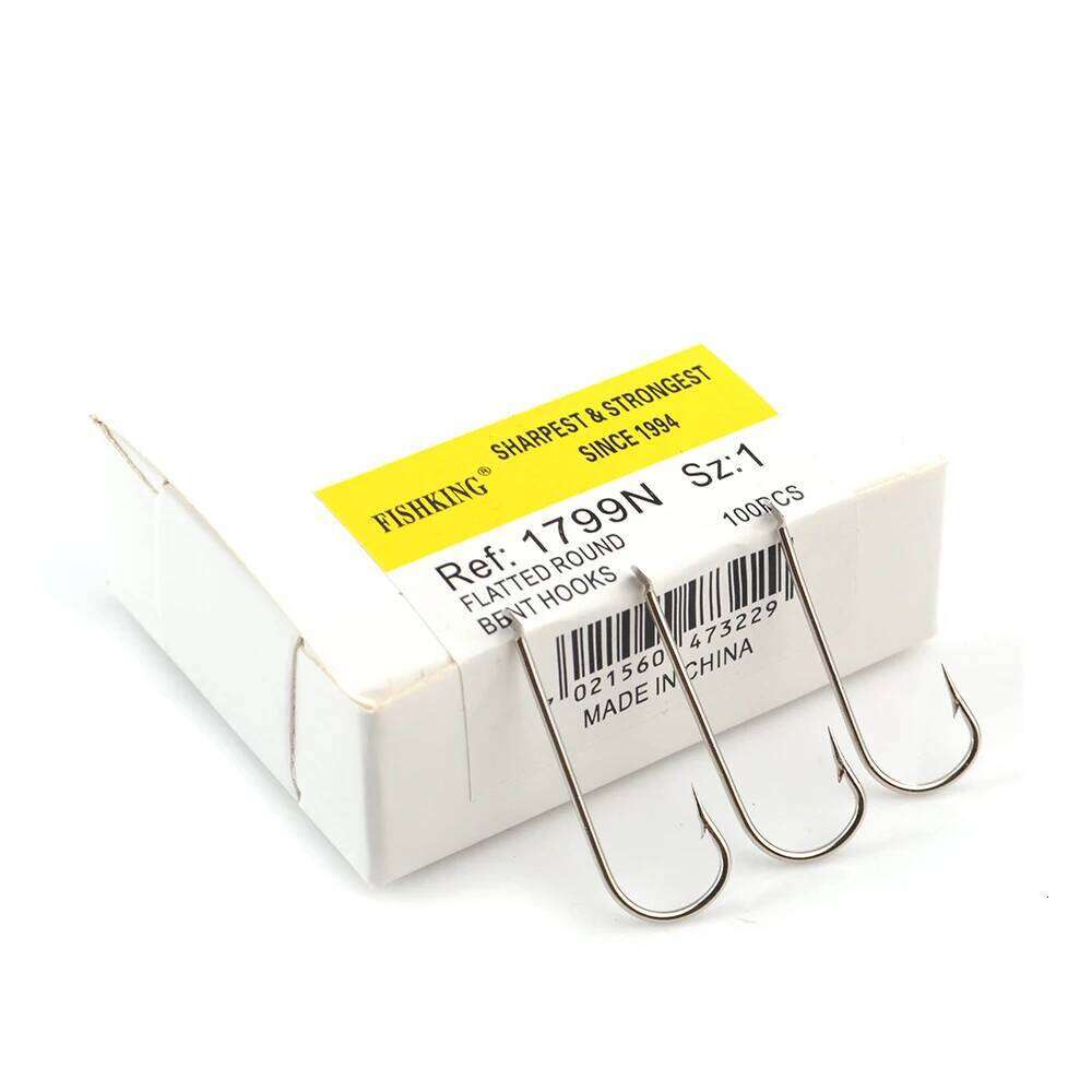 FTK New Long Round BENT Fishing Hook High Carbon Steel 100pcs/Lot Flatted 1#-10# Very Sharp Fishhook Z260228