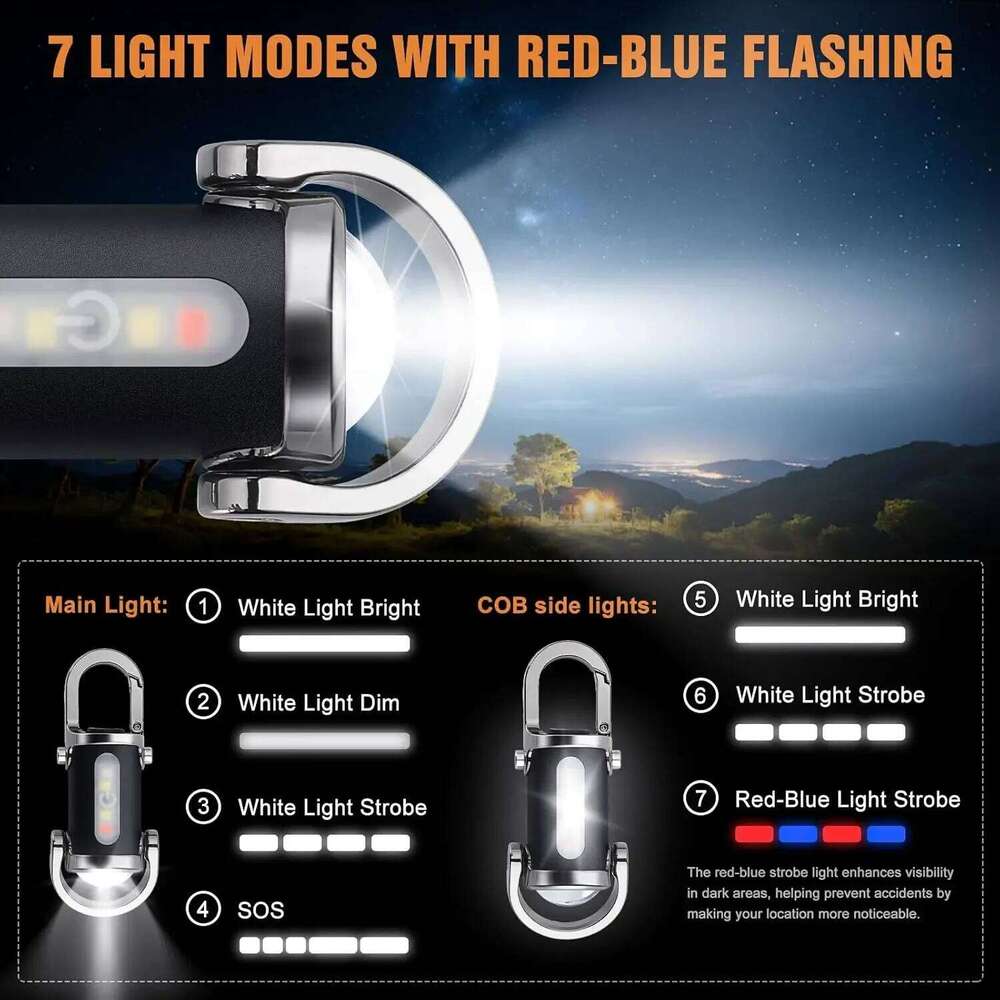 Rechargeable Keychain Flashlights 800LM EDC COB Work Light Torch Ultra Bright Mini Portable Lantern for Searching Hiking S260302