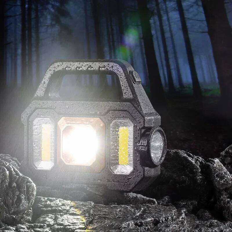 Solar Rechargeable Flashlight Zoomable Waterproof COB LED Torch Brightly Light Portable Powerful Lantern for Camping S260302