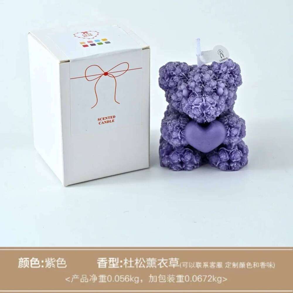 Cute Bear Low Temperature Scented Candle, Skin-Friendly, Handmade Couple Anti-Scald, Romantic Scene Accessories That Can Be Torn W260303