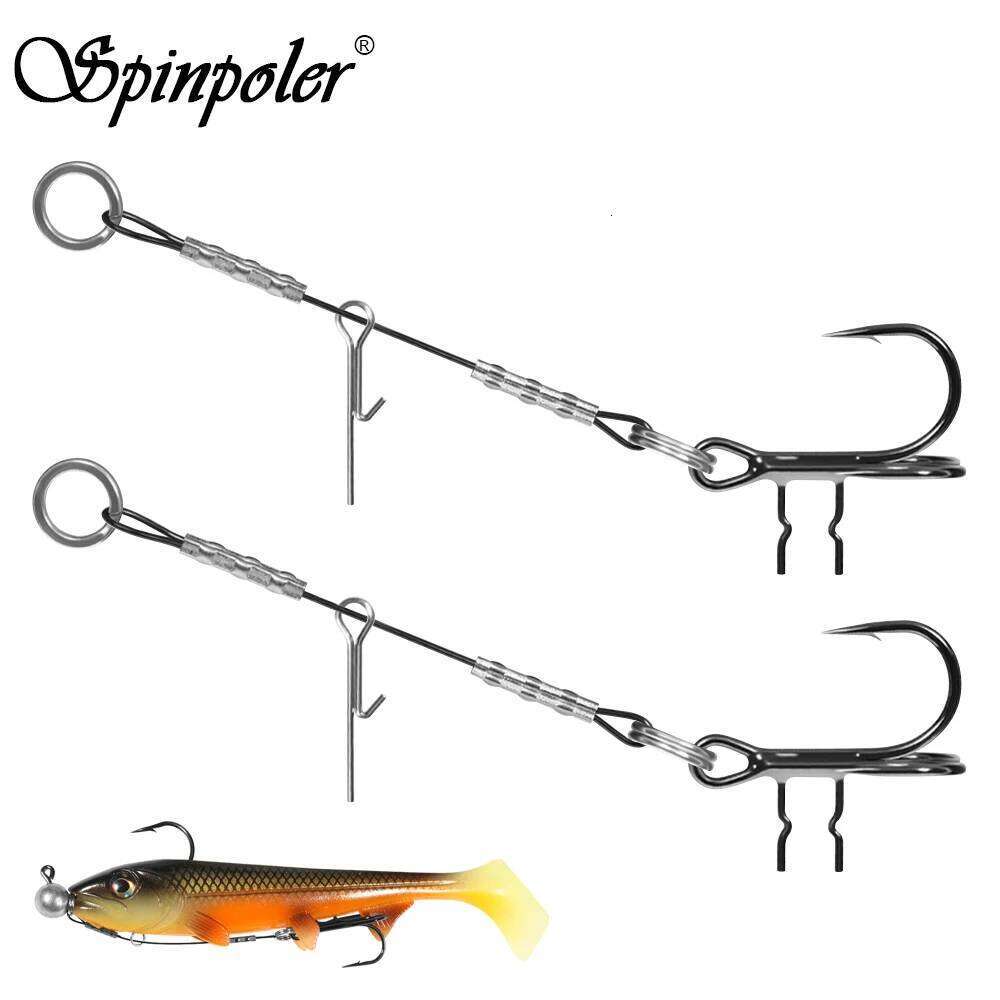 Spinpoler Belly Assist T-Hook Stinger Rig With Wire Line Jig And Shad Fishing Bass Pike Perch Zander Accessories Tackle 3pc/Pack Z260228