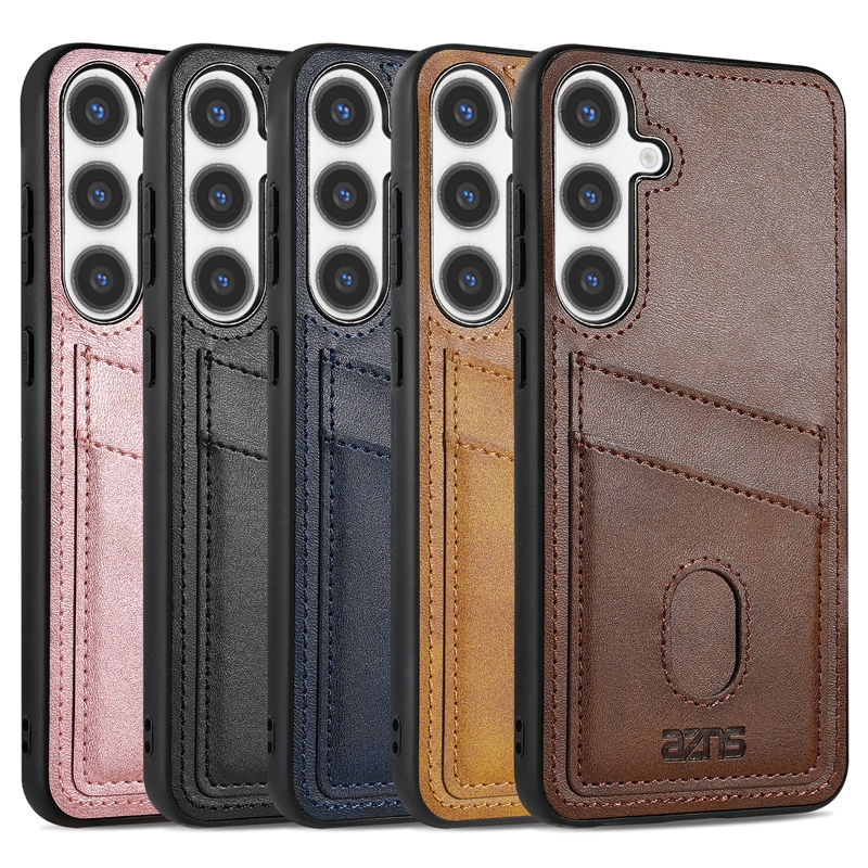 S26 Plus Two Card Pocket Pack Cases For Samsung S25 Edge S24 FE S23 Ultra A57 A37 A17 A07 A56 A36 A26 A16 A06 A73 PU Leather Credit ID Card Slot Box Soft TPU Phone Back Cover