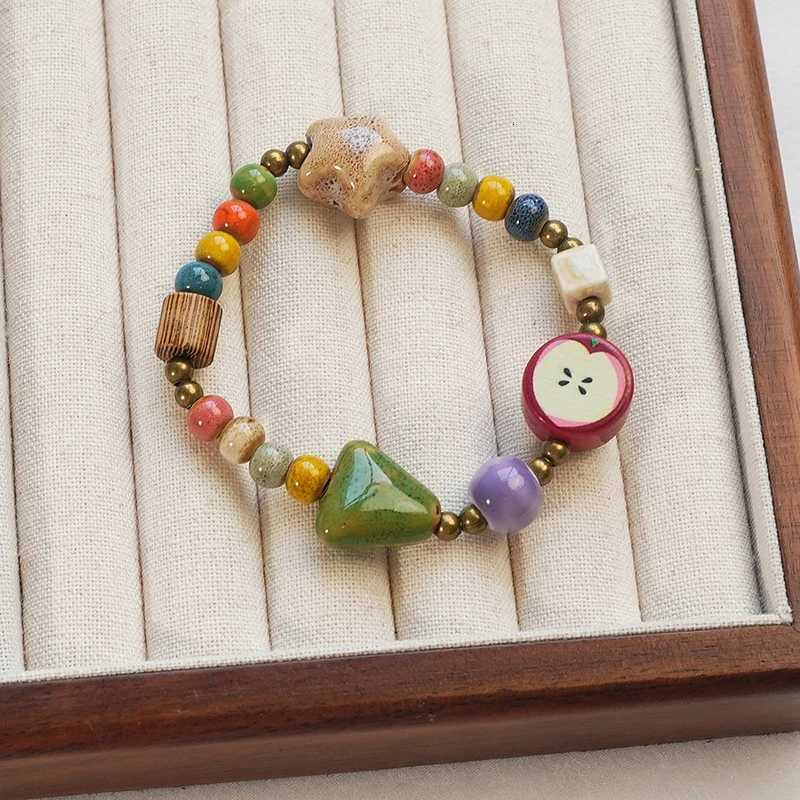 Colorful Hand Woven Beaded Bracelets Jewelry Accessories Gifts Ethnic Style Ceramic Beaded Adjustable Bracelets For Women Men H260303