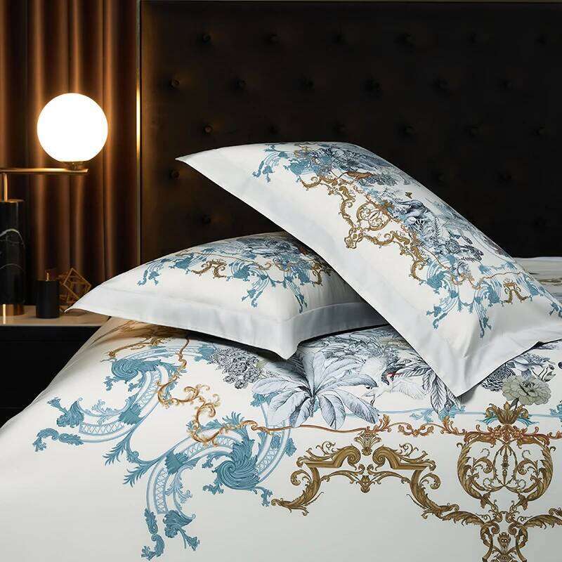 Egyptian Cotton Bedding Set Luxury 4pcs European Palace Printing Duvet Cover Bed Sheet Pillowcases Home Textiles W260302