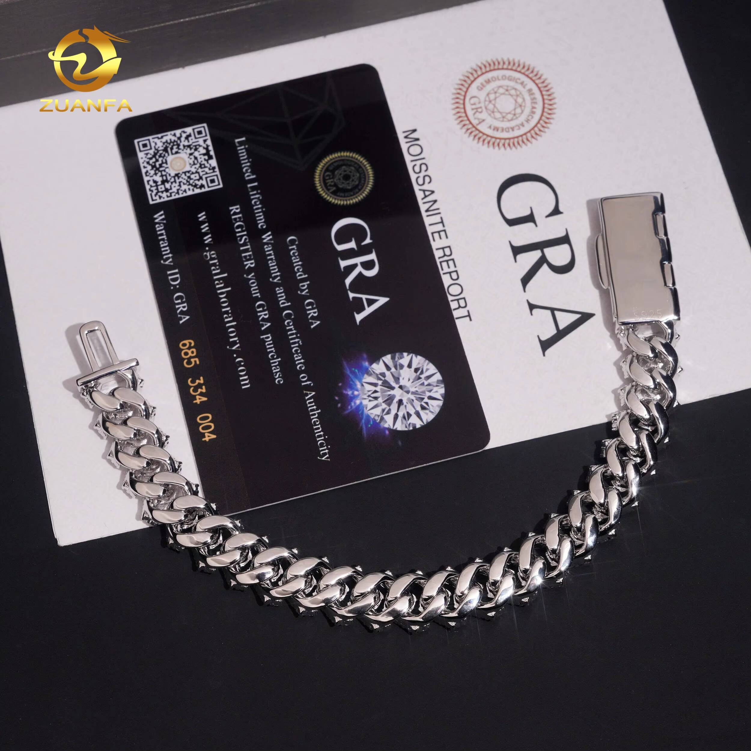 12mm Gold Plated Bracelet Moissanite Hip Hop Jewelry Necklace 925 Silver VVS Moissanite Iced Out Diamond Cuban Link Chain