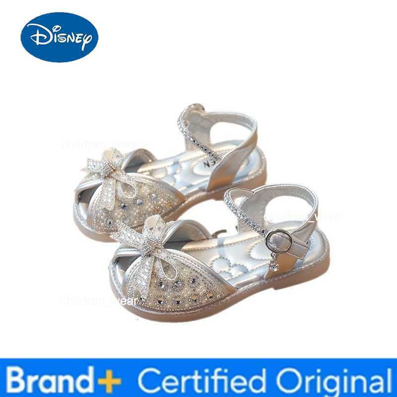 Disney Brand Sandals for Girls 2025summer New Bow Princess Shoes Fashion Sequin Girls Shoes Allmatch Kid Shoes Women Sandals H260303
