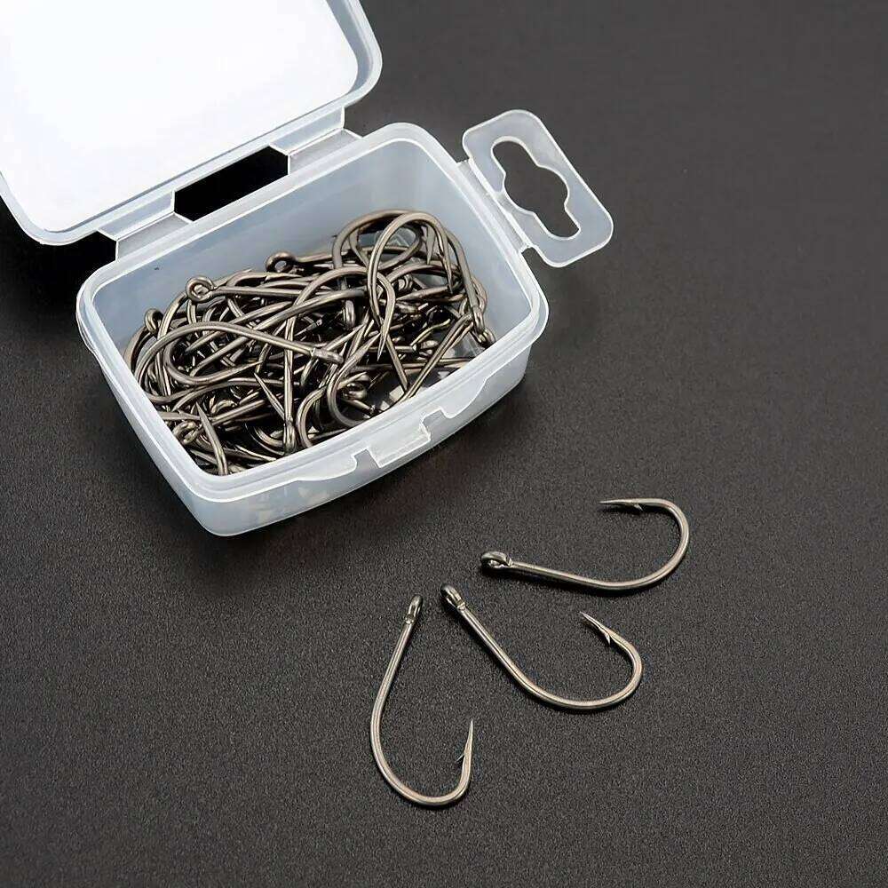 Hirisi 50pcs Carp Coating High Carbon Stainless Steel Barbed 8017 Fishing Hooks Accessories Z260228