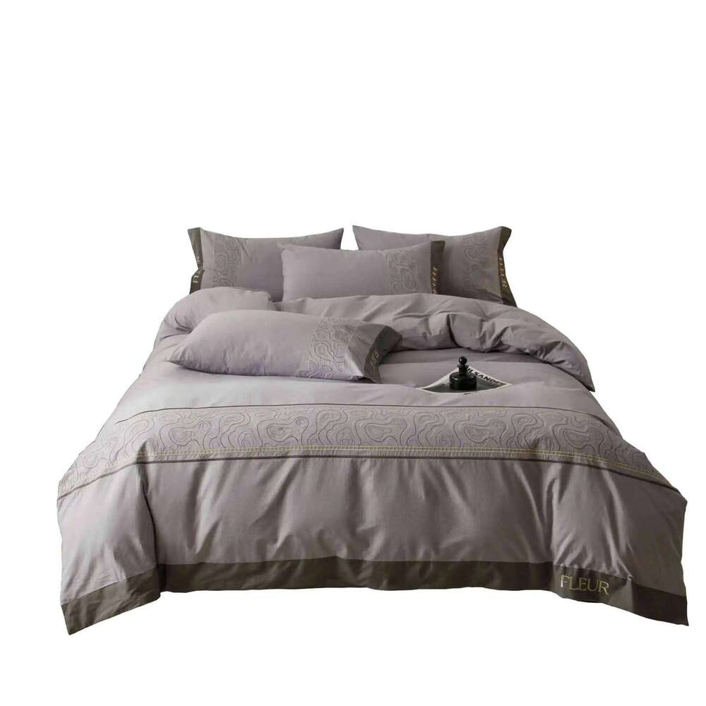 High-end heavy industry embroidery bed four-piece set of 100 washed cotton quilt cover mattress model W260302