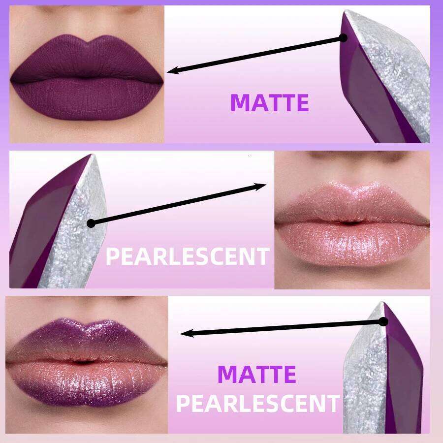1PC Purple Glitter Two-tone Lipstick Red Rose Moisturizing Lipsticks Cosmetics Easy to use Tint Makeup Lip Beauty Long Lasti H260302