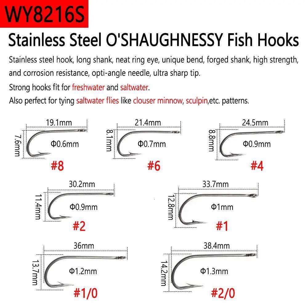 Bimoo 20pcs High Carbon Steel Barb and Barbless Fly Tying Hook For Big Game Streamer Minnow Saltwater Fishing Lure Bait 1/0 5/0 Z260228
