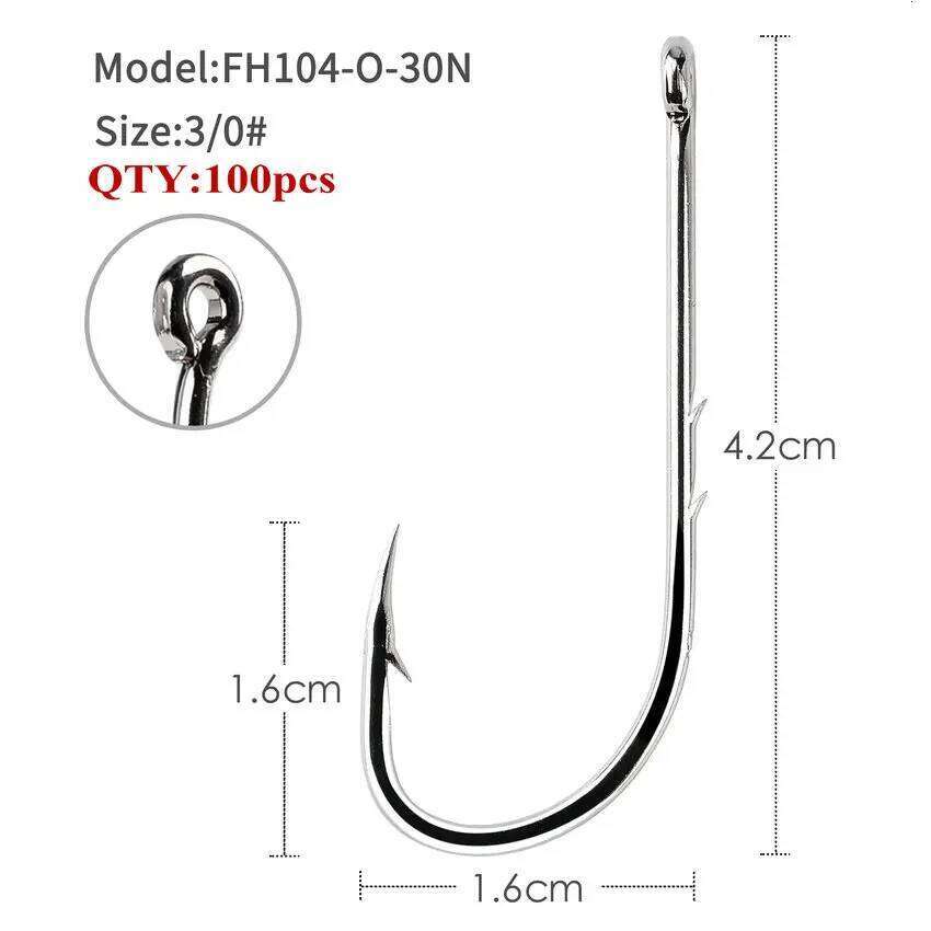 Long Shank Hooks For 100pcs 1/0#-6/0# High Carbon Steel Sharp Barbed Offset Narrow Bait Hook Fishing Tackle Accessories Z260228