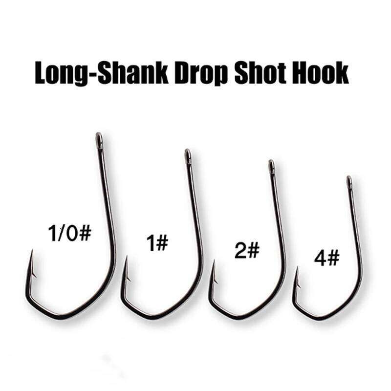 Cast&Catch Long Shank Dropshot Hooks 10pcs Barb High Carbon Alloy Steel Locking Curve Bass Freshwater Fishing Tack Z260228