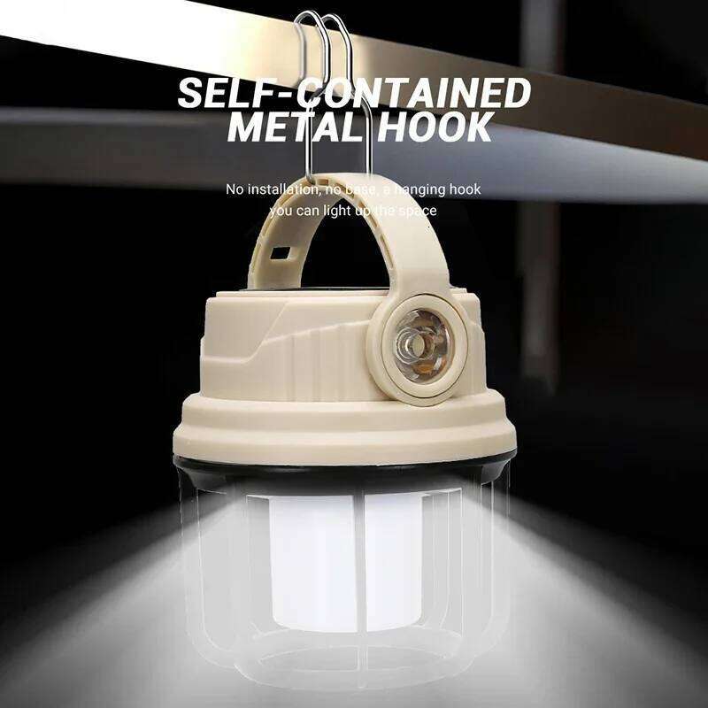 Multifunctional Solar Camping Lights Rechargeable Flashlight Outdoor Waterproof Portable Power Bank Emergency Lamp with Hooks S260302