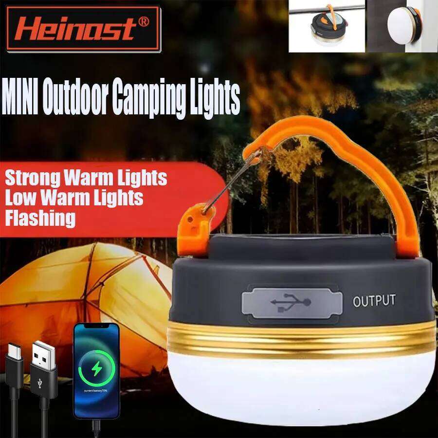 Power Lantern Tents USB Rechargeable Portable Mini Camping Light Outdoor Hiking Night Hanging Lamp S260302