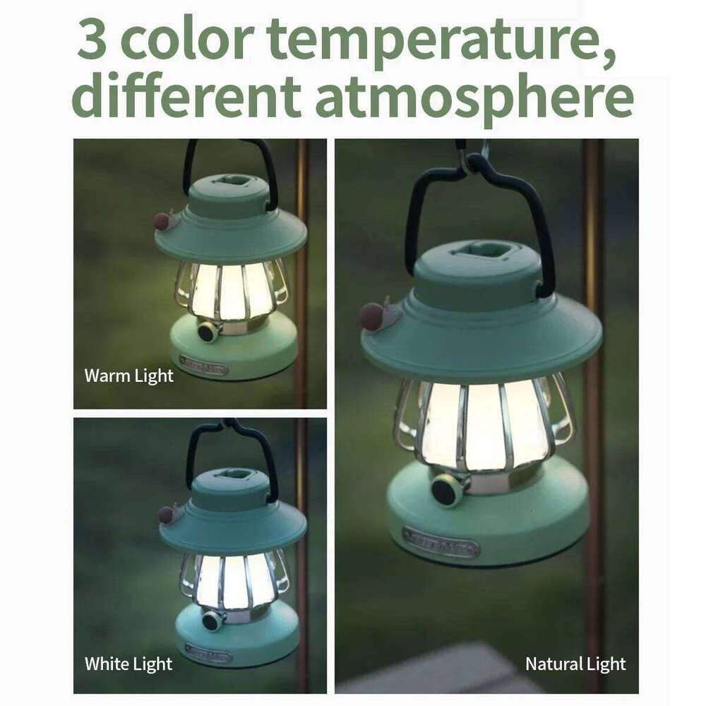 1pc Cartoon Snail Retro Portable Hanging Night Lamp USB Charging Decoration Light For Courtyard, Camping S260302