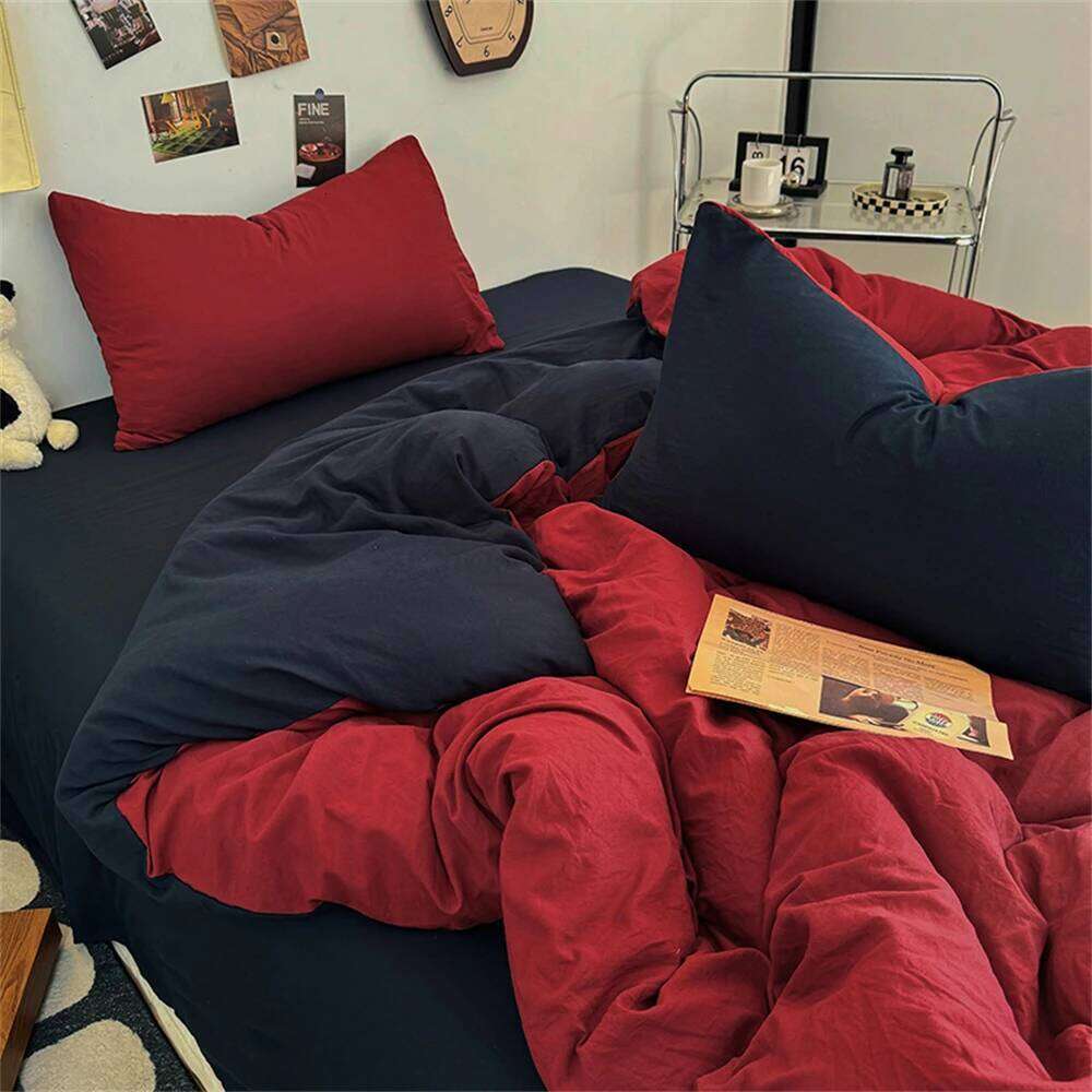 Solid Color Bedding Kids Adults Twin Full Queen Size Flat Sheet Soft Duvet Set Quilt Cover Pillowcases Bed Linen W260302