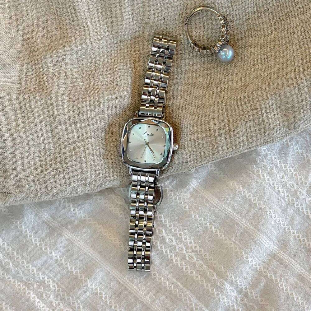 1pc New Arrival Solid Stainless Steel Strap Casual Simple Fashionable Waterproof Mini Square Women's Quartz Watch With Rose Gold XJ260303