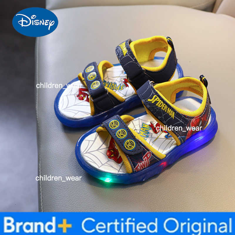 Disney Cartoon Childrens Casual Shoes LED Light Sandals Shining Summer Beach Open Peep Toe Red Black Sandals Size 21-31 H260303