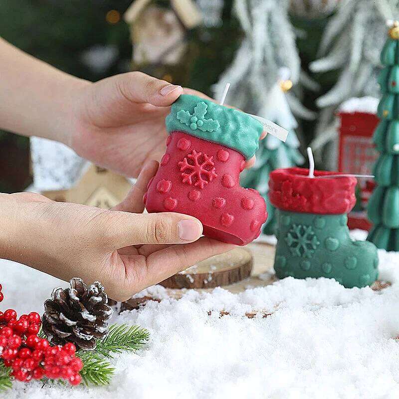 Boot Shaped Scented Candle, Christmas Candle for Guest Gift, New Year Souvenir Candles W260303