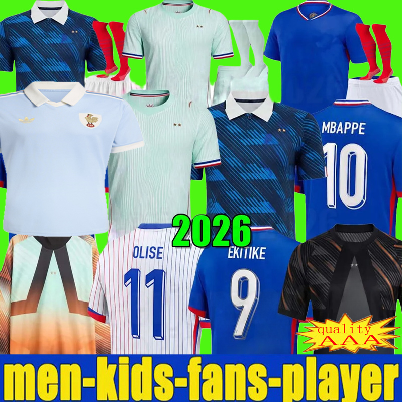 french soccer jersey 25 26 MBAPPE THAUVIN BARCOLA OLISE EKITIKE 2025 2026 KANTE DEMBELE Maillots de football shirt equipement de foot Men kids kit enfants
