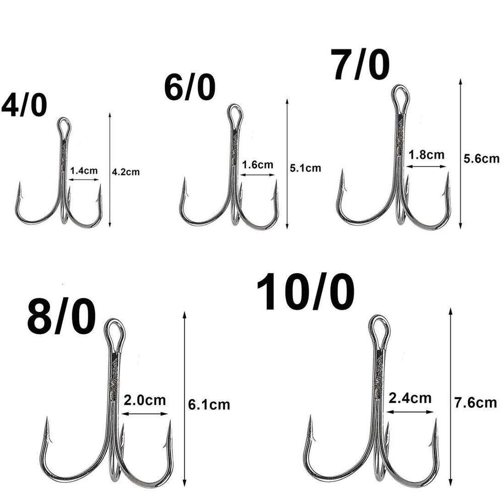 5Pcs Large Treble Fishing Hooks Saltwater Snagging Big Game treble Shark Tuna Jig Triple Anchor Fish hooks 4/0-10/0 Z260228