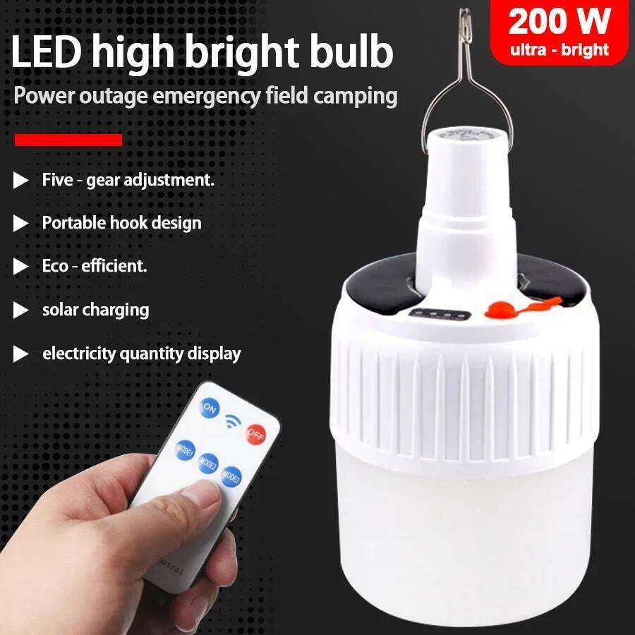 100W High Power Portable Camping Light Solar Rechargeable LED Working light with remote control emergency Tent lights S260302