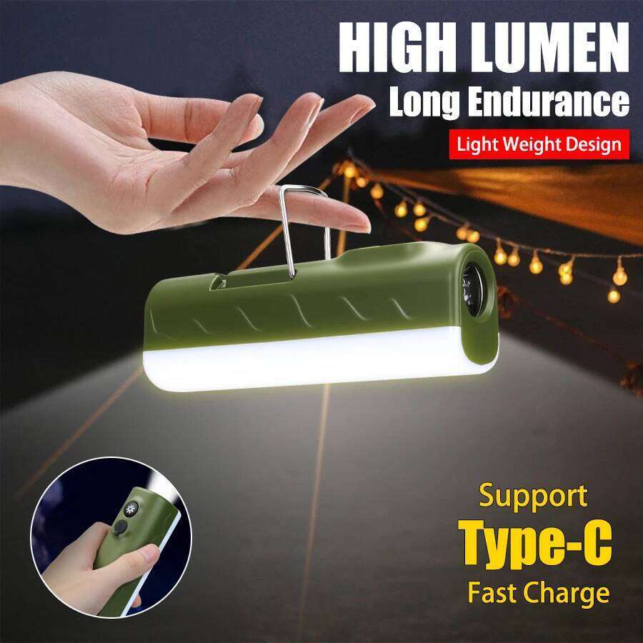 Portable Rechargeable LED Camping Lanterns With Hook Dual Light Source Tent Lamp Waterproof For Hiking Fishing Outdoor S260302