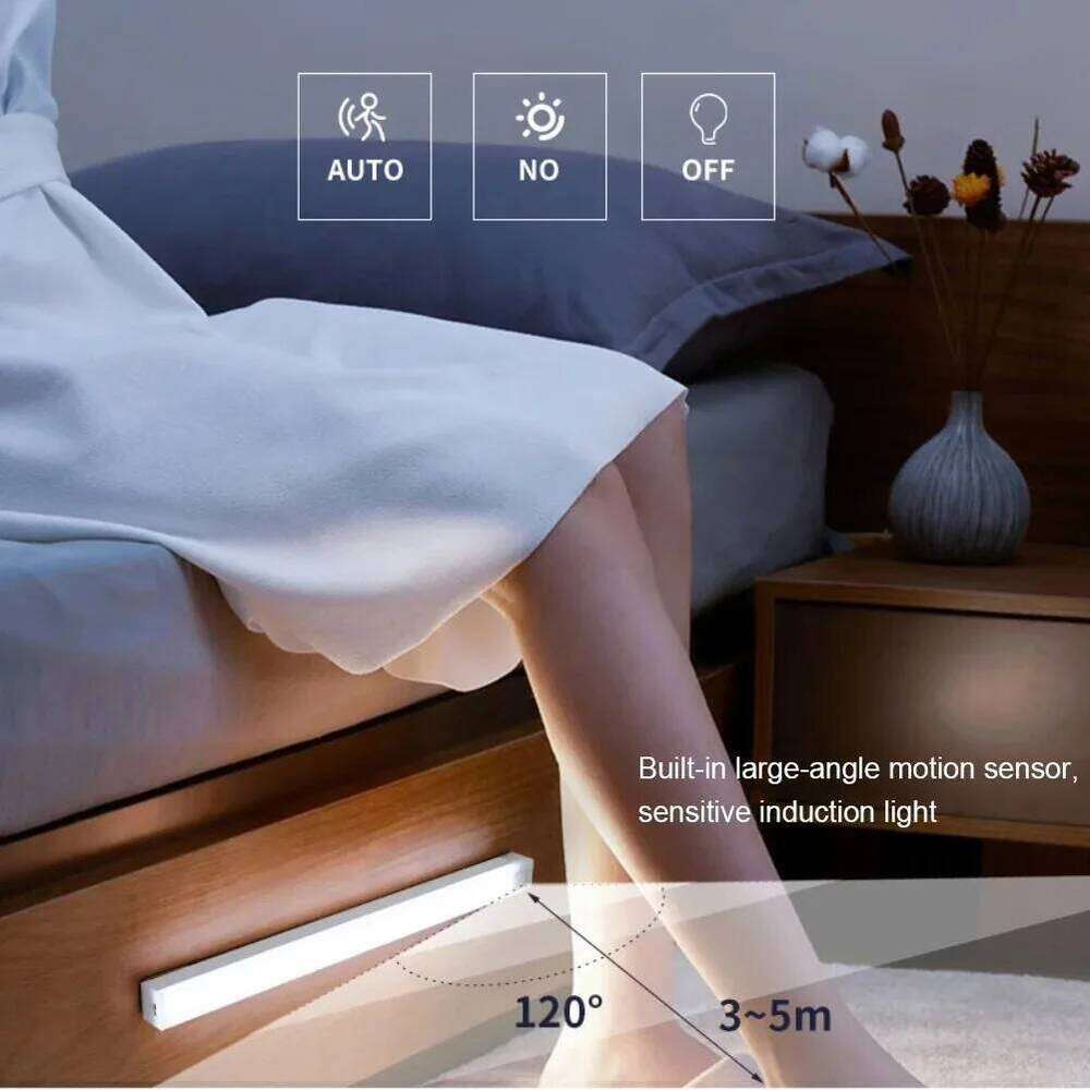 Night Lights Wireless LED Motion Sensor Lamp USB Rechargeable Magnetic Portable Wardrobe Bedside Closet Kitchen Aisle Detector S260302