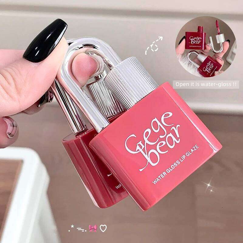 Gege Bear Lock Heart Sweet Color Moisturizing Water Gloss Mirror Lip Glaze Creative Design H260302