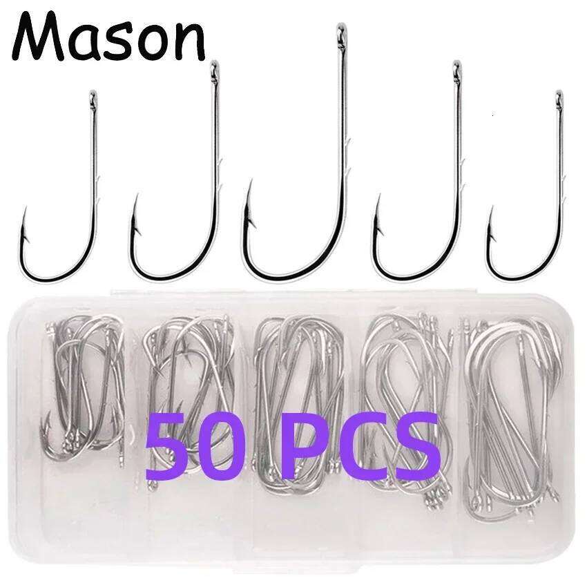 50PC Baitholder Sea Barbed Lure Shank Beak Live Bait Holder Carp Fishing Jig Worm Hooks Accessories Tackle Z260228