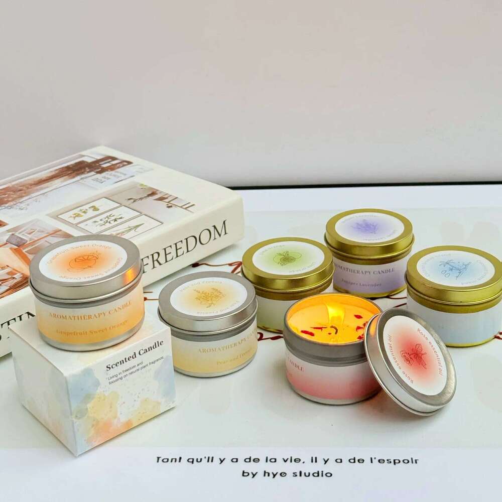 1Pc Dry Flower Scented Candle, 6Scents Rose Coconut Freesia Lime Soy Wax for Home/Office Fragrance Air Freshener Decoration Gift W260303
