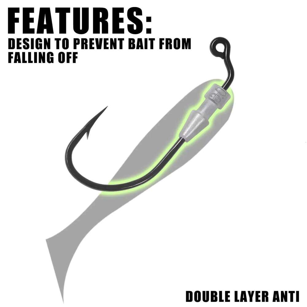 5pcs Fishing Weighted Worm Soft Plastic Lures, Barbed Crank Hooks Jig Head Hooks, for Freshwater and Saltwater Z260228