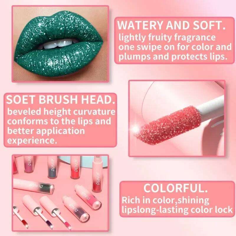 18 Colors Diamond Gloss Matte Pearly Shimmer Sparkling Lip Glaze Lasting Waterproof Rich Color Bright Glitter Lipstick H260302