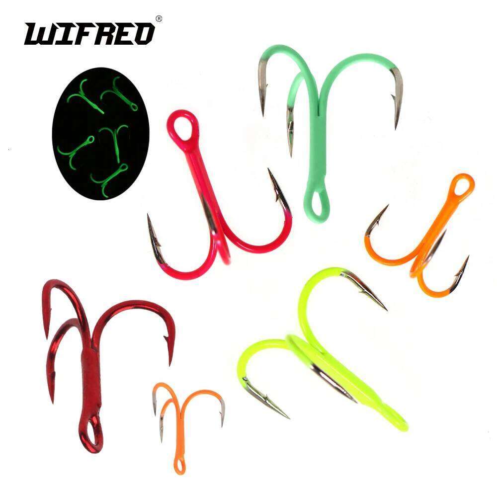 Wifreo 10pcs Luminous Green Treble Barbed Sharp Triple Sea Hooks Hard Lures Bait Hook Fishing Tackle Z260228