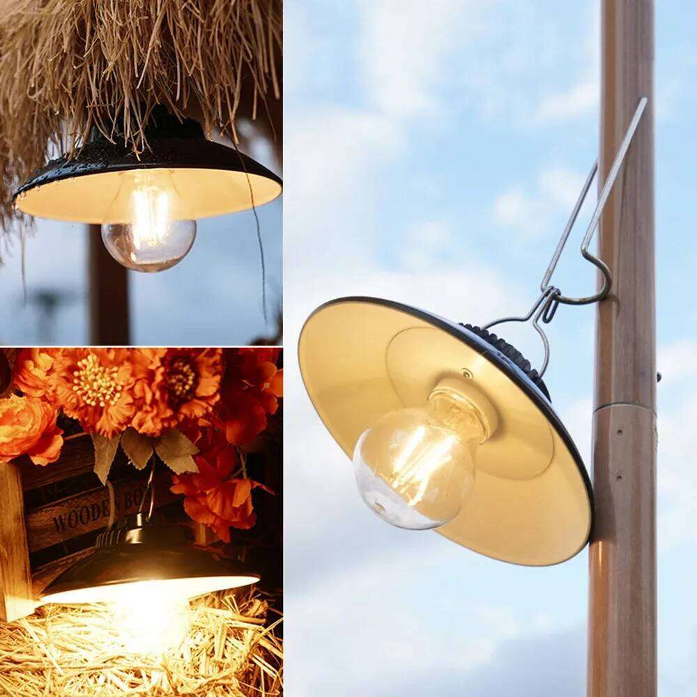 Retro Lantern USB Rechargeable LED Tent Waterproof Camping Outdoor Garden Hanging Light Street Path Lawn Lamp S260302