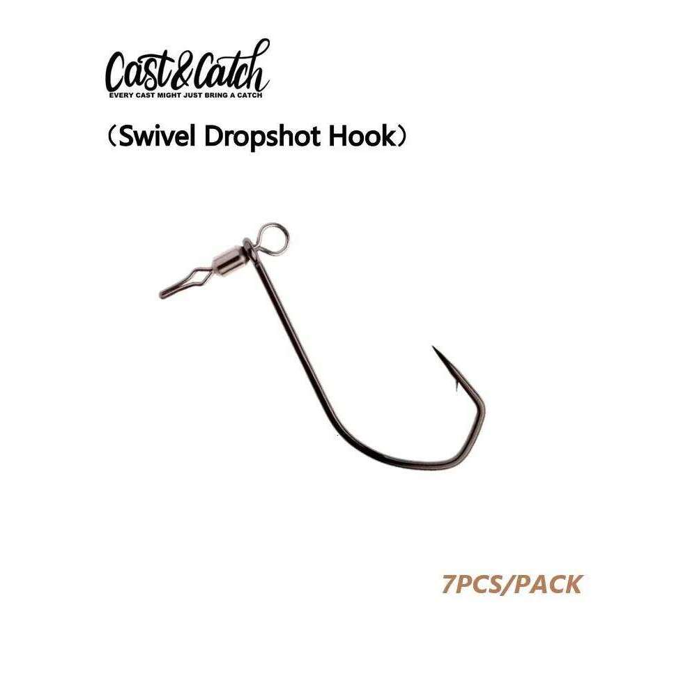Cast&Catch Swivel Dropshot Hooks 1# 7Pcs Bass Soft Bait Fish Hook For Down Shot Rig Z260228