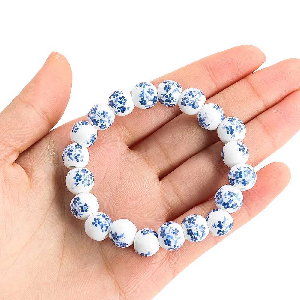Chinese Style Blue and White Porcelain Beads Bracelet for Women Classical Simple Blue Pattern Bracelets Girls Charm Jewelry Gift H260303