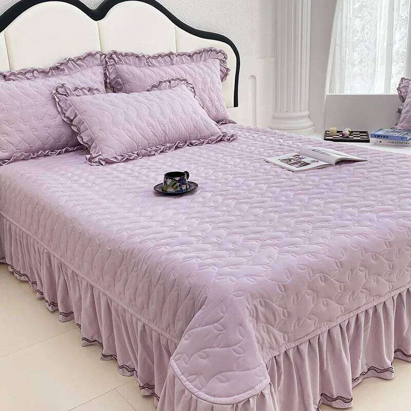 Customizable 2025 spring and summer Korean version multi-functional washed cotton quilt bed cover four-piece set W260302