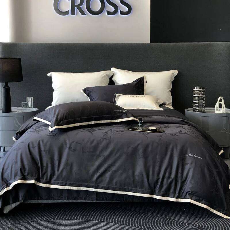 Light luxury senior sense 100S long-staple four-piece set, pure cotton satin jacquard quilt cover, bed sheet bedding 4 W260302