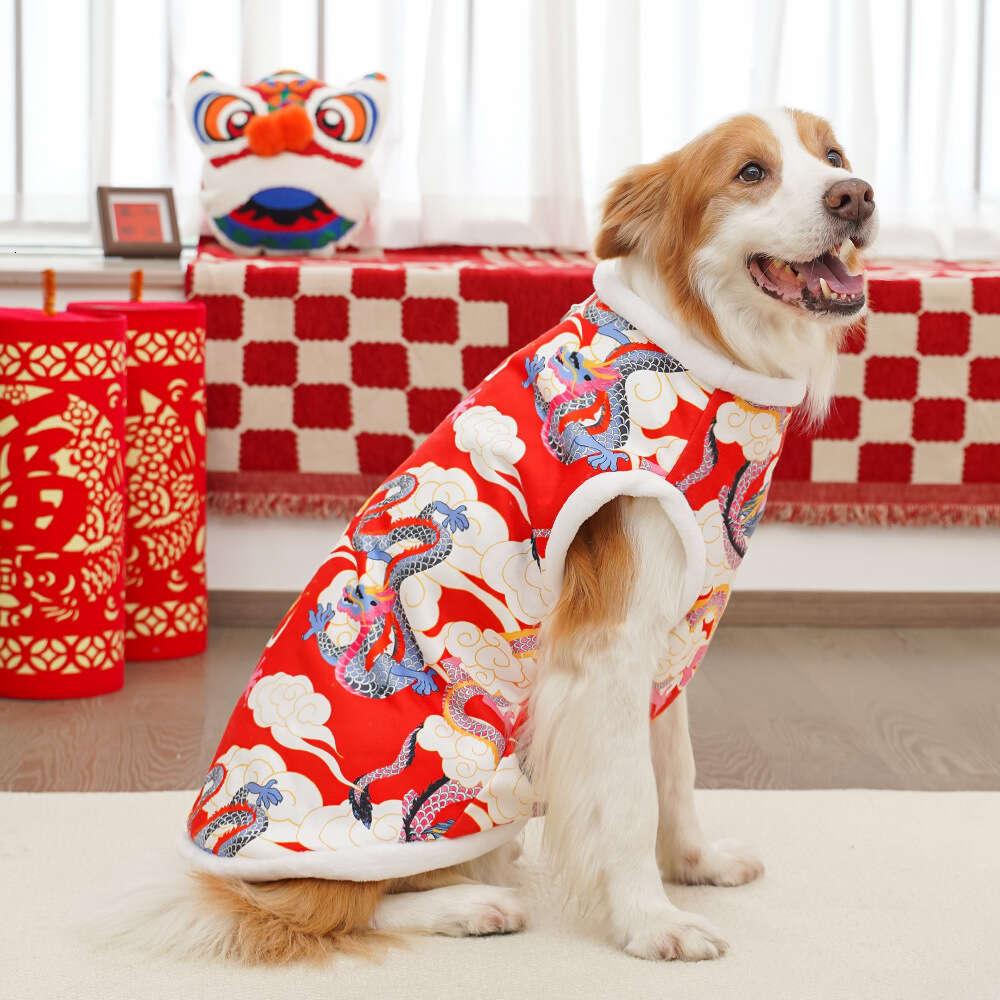 Famous brand Pet New Year Autumn Winter Fleece Cat Supplies Northeast Coat Big Flower Teddy Corgi Fund Fur Dog Clothes pupakaIK