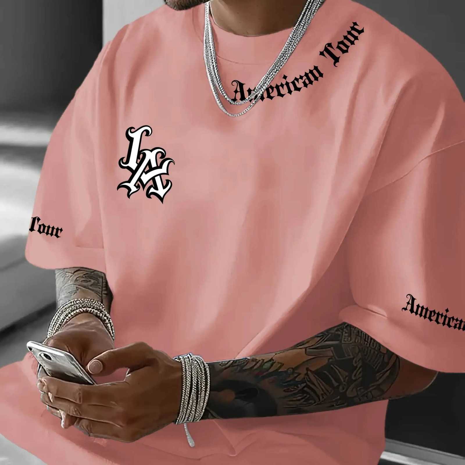 T-shirt 2025 Summer New Letter Print Casual Round Neck Short Sleeve Sports Unisex TopT260303