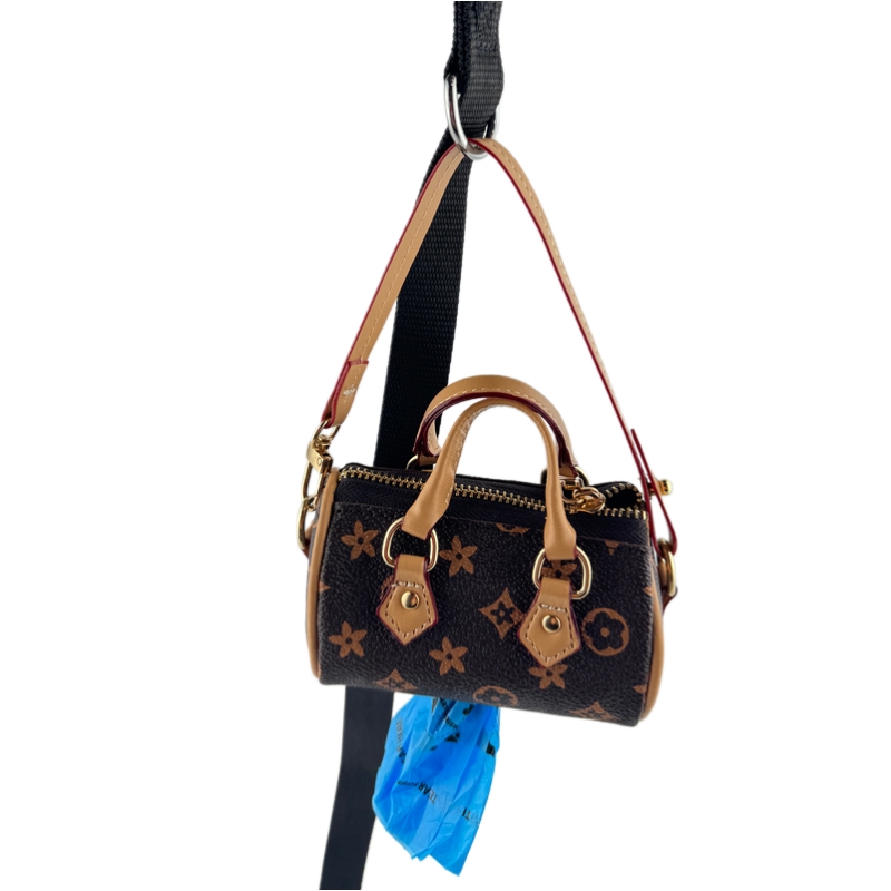 Luxury Dog Poop Bag Holder Interesting Imitation Design Pattern Premium PU Leather Pet Waste Bag Dispenser with Detachable Strap Multiple Colors Avail