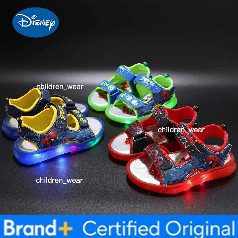 Disney Marvel Boys Girls Spider-Man Princess Led Light Up Luminous Sports Sandals Summer Kids Sandals Non-slip Toddler Shoes H2603031